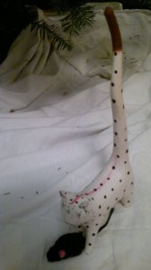 That's because I'm standing on his tail, hee-hee.