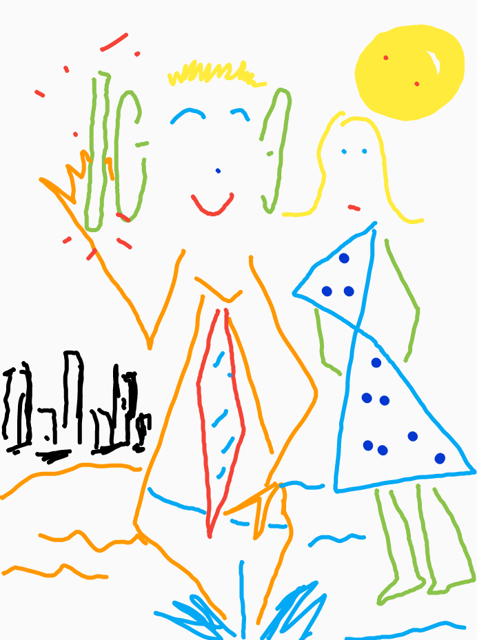 Close-up of a couple with a city skyline behind them; the man talks on a cellphone, and the woman wears a disappointed frown.